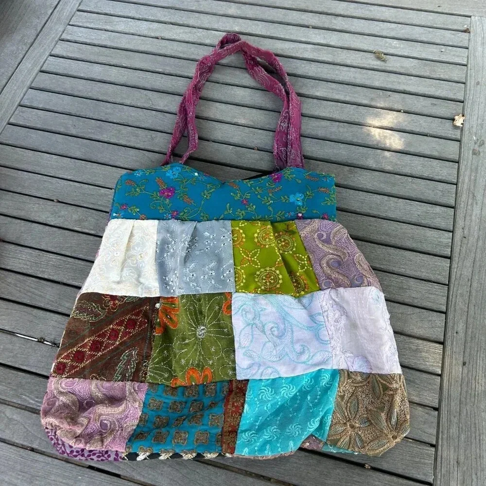 Greater Good Boho Hippie Embroidered Patchwork Cloth Hobo Shoulder Bag